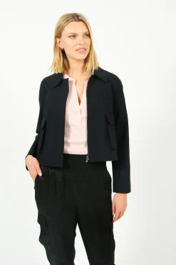 Harris Wharf London HW Cropped Raglan Scuba Jacket in Black
