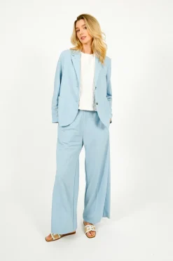 Harris Wharf London HW Flared Rayon Trousers in Light Blue
