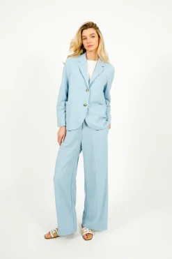 Harris Wharf London HW Flared Rayon Trousers in Light Blue