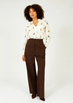 Harris Wharf London HW Palazzo Trousers in Dark Brown