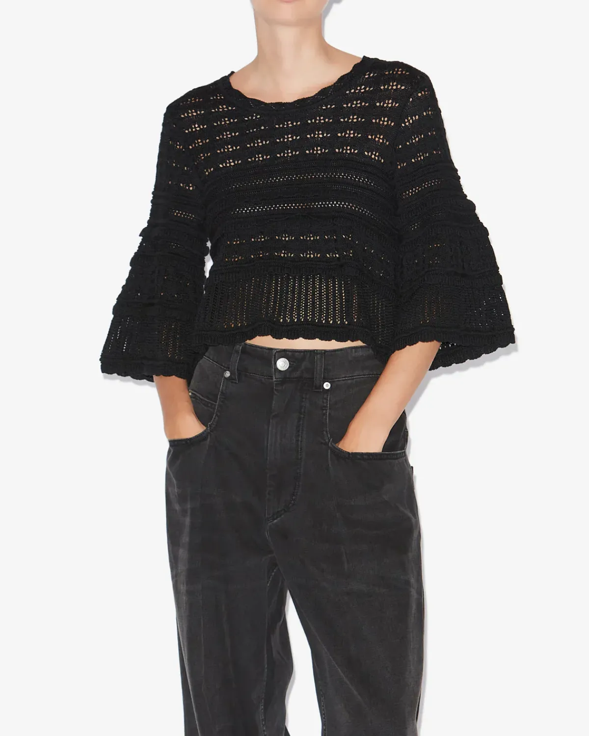 Marant Etoile IM Azelia Openwork Top in Black