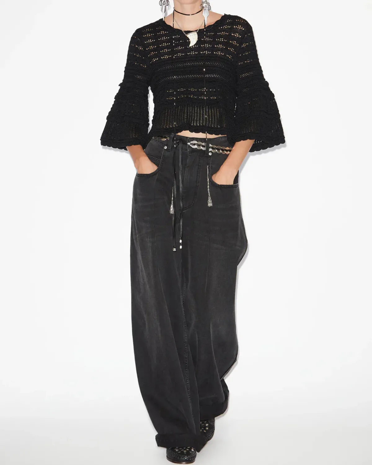 Marant Etoile IM Azelia Openwork Top in Black