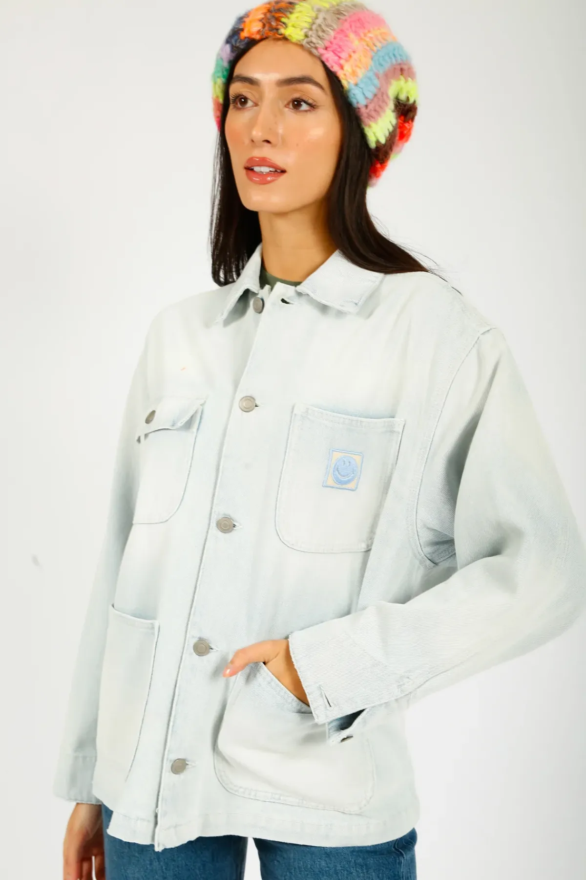 Joshua Saunders JS Denim Jacket in Ice Blue