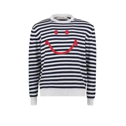 Joshua Saunders JS Striped Logo Crew in Blue, Red
