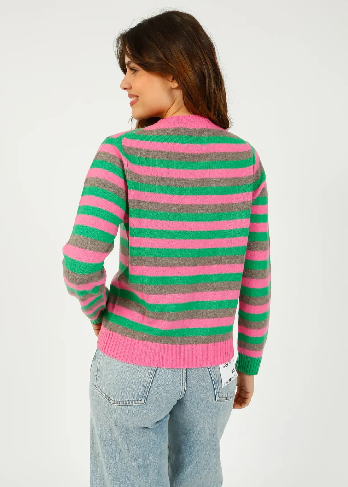 Jumper 1234 JU 3 Stripe Crew in Bright Green, Azalea Vapor