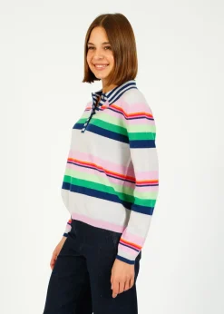 Jumper 1234 JU Cabana Stripe Polo in Fog Multi