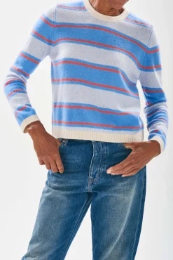 Jumper 1234 JU Deckchair Stripe Crew in Oatmeal, Skylar, Cerise