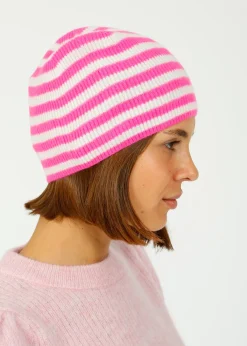 Jumper 1234 JU Narrow Stripe Rib Beanie in Hot Pink