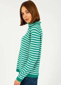 Jumper 1234 JU Narrow Stripe Roll Collar in Emerald