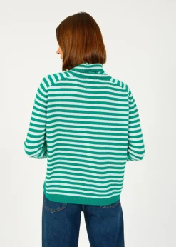 Jumper 1234 JU Narrow Stripe Roll Collar in Emerald