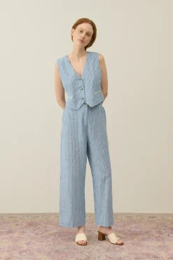 Louise Misha LM Abuela Trousers in Blue Onda Stripes