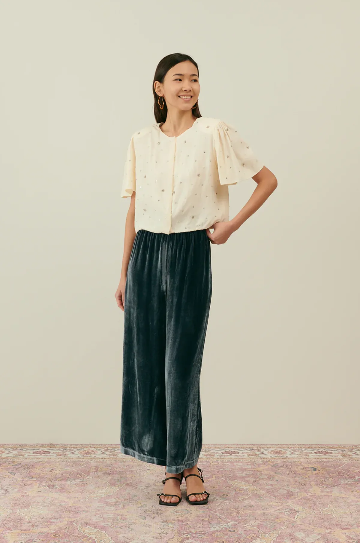 Louise Misha LM Olivia Velvet Pants in Midnight