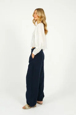 Maison Hotel MAISON H Marisa Linen Pant in Navy