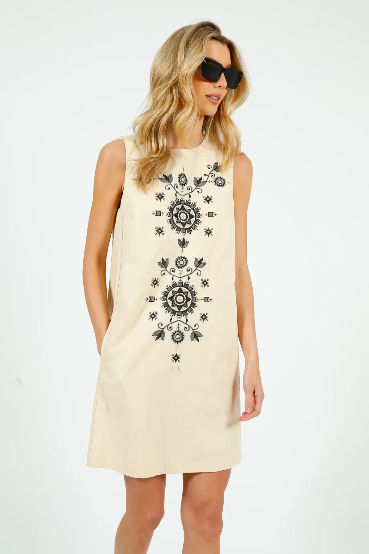 Weekend MaxMara MM Donald Dress in Ivory Geometric