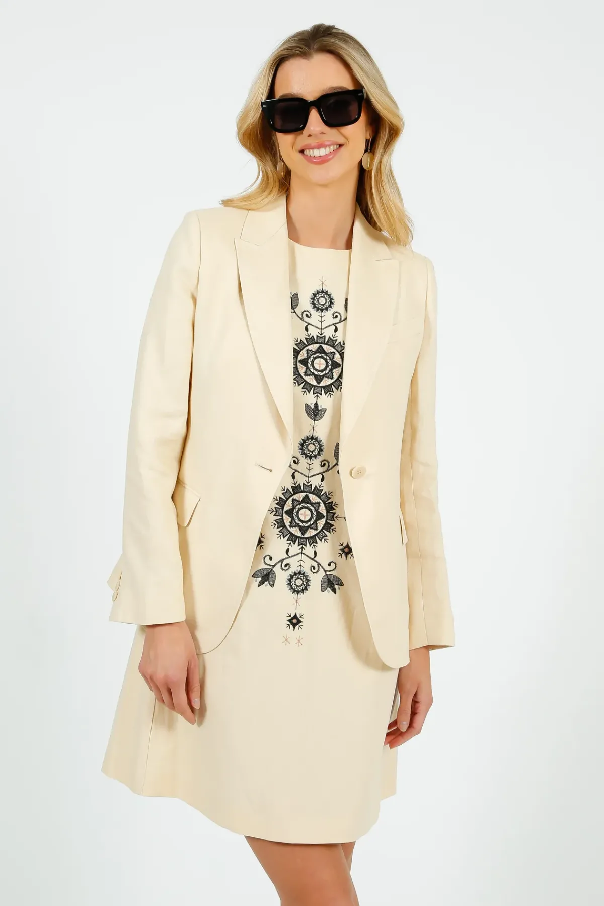 Weekend MaxMara MM Donald Dress in Ivory Geometric