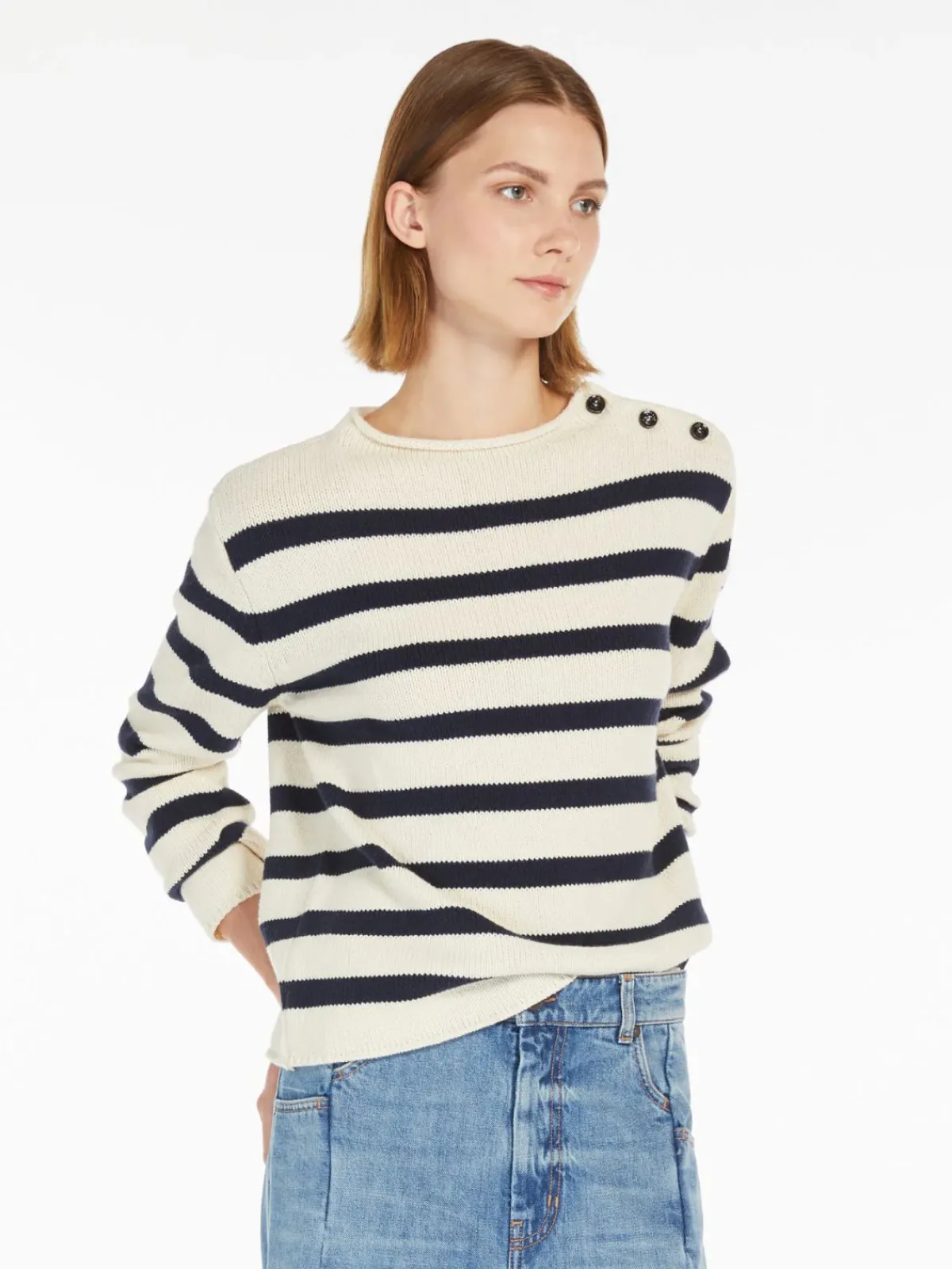 Weekend MaxMara MM Vibo Stripe Knit in Navy