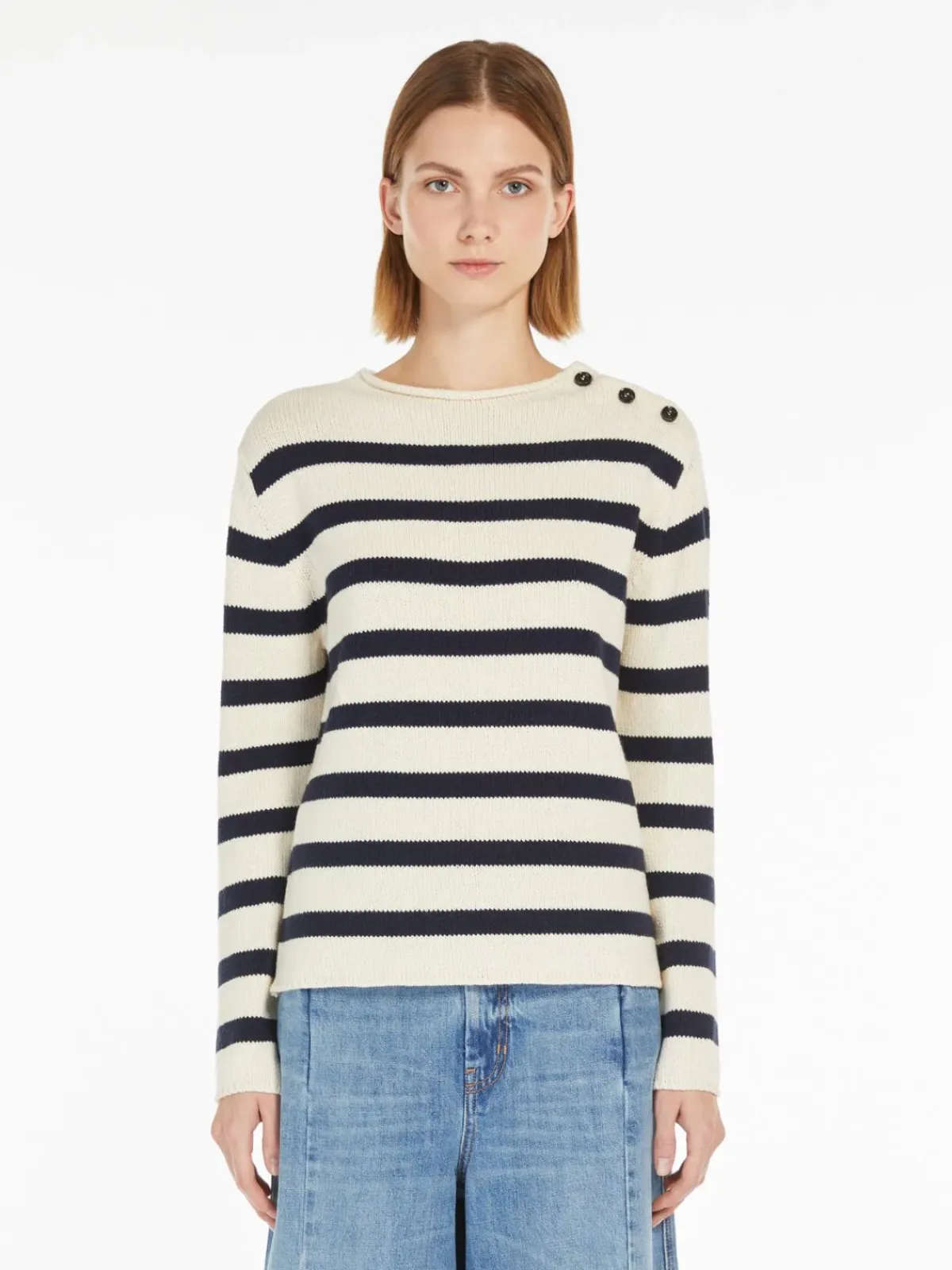 Weekend MaxMara MM Vibo Stripe Knit in Navy