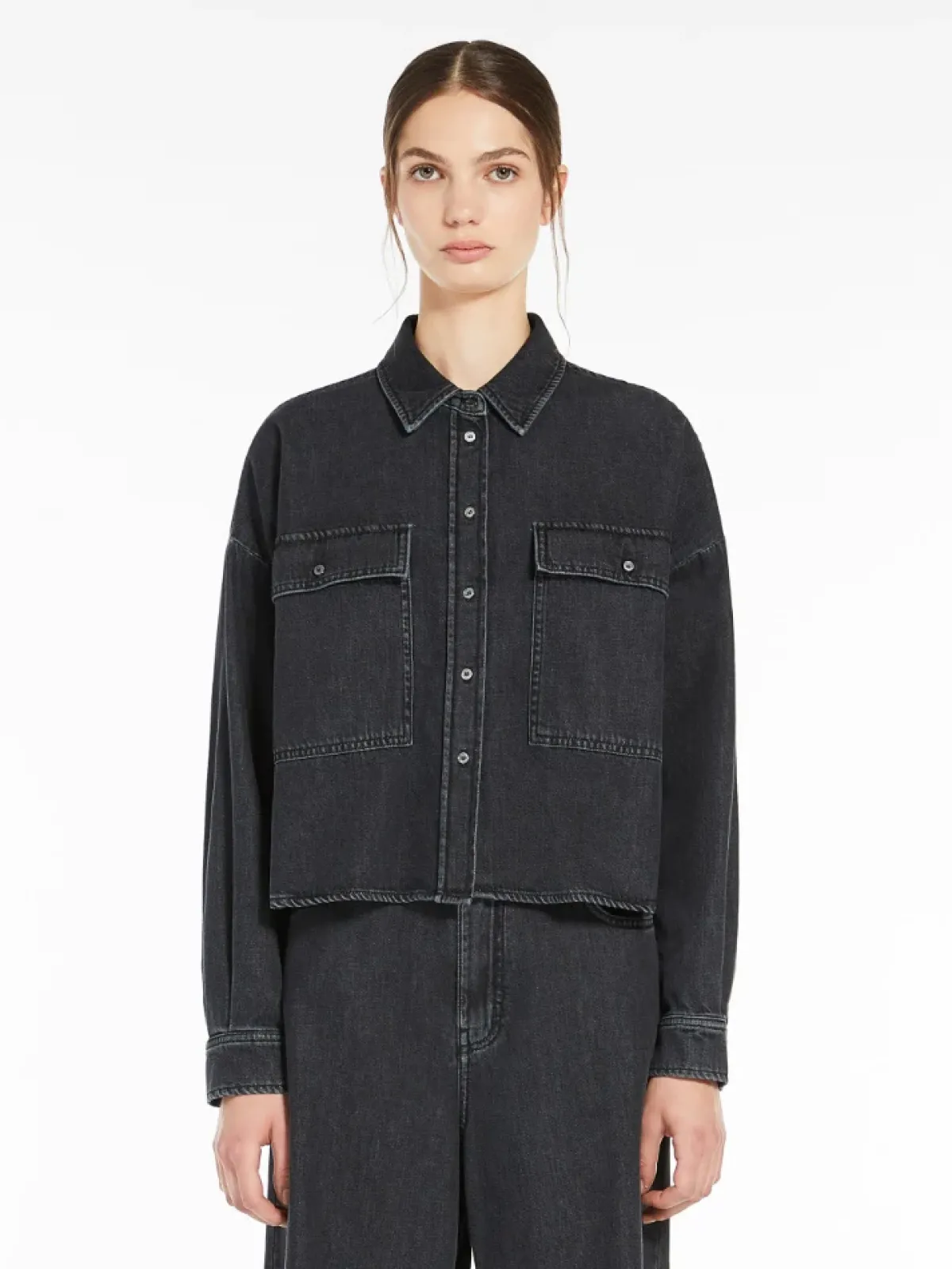 Weekend MaxMara MM Zemira Denim Shirt in Used Black