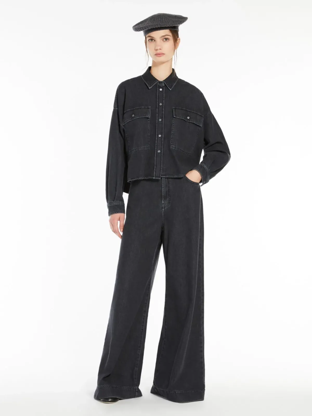 Weekend MaxMara MM Zemira Denim Shirt in Used Black