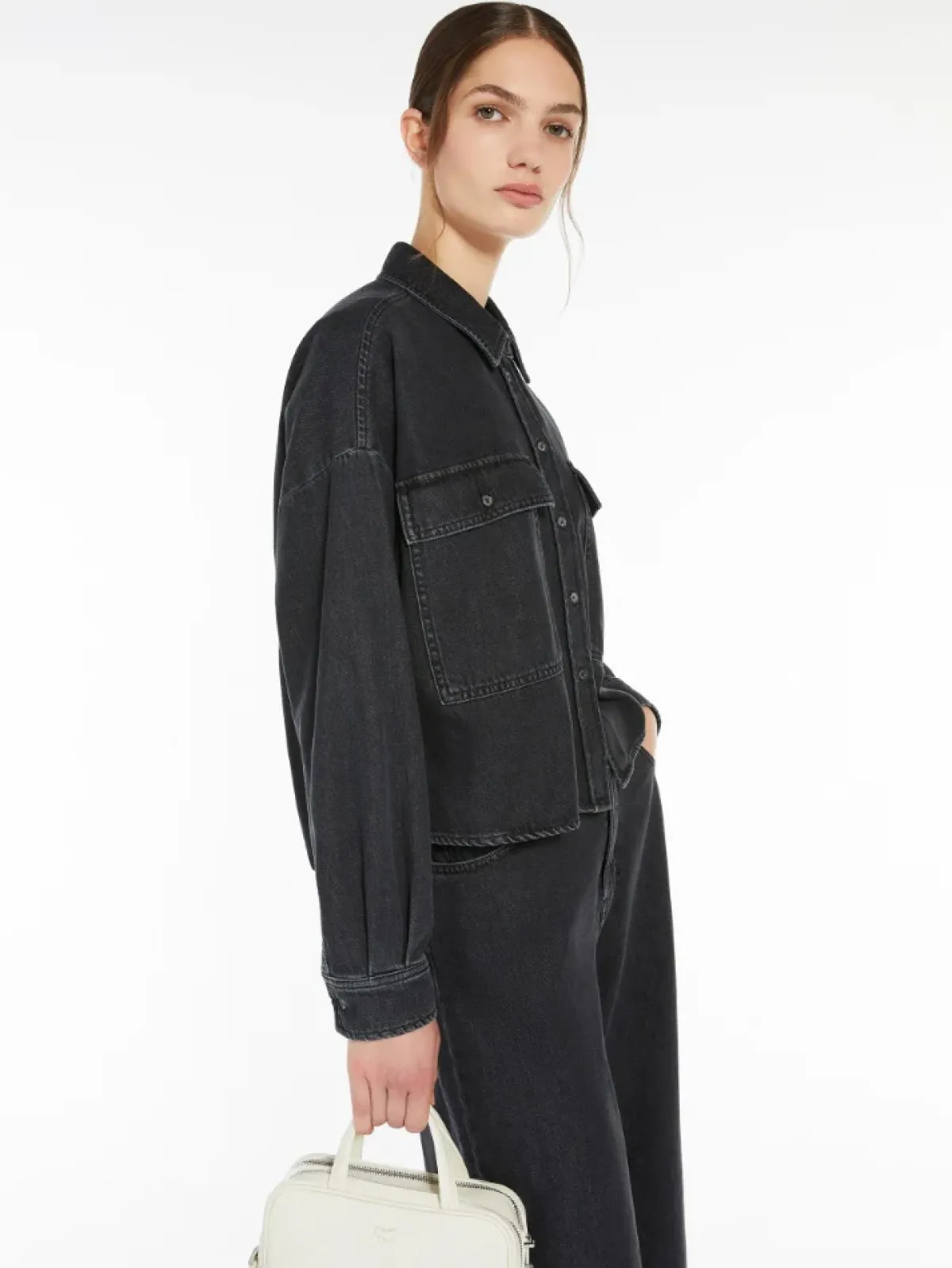 Weekend MaxMara MM Zemira Denim Shirt in Used Black