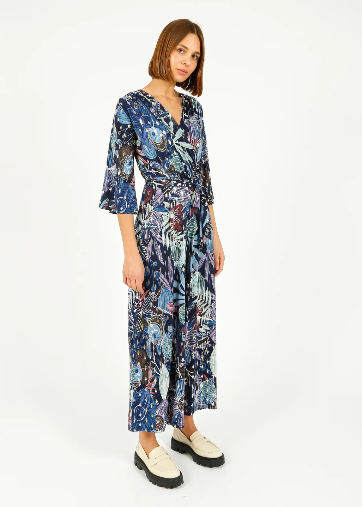 Onjenu Laurie Jumpsuit in Moonlight Blue Gold