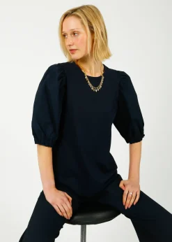 PARK Puff Sleeve Tee in Navy