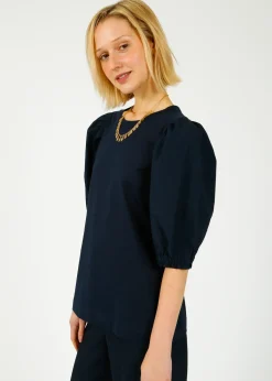 PARK Puff Sleeve Tee in Navy