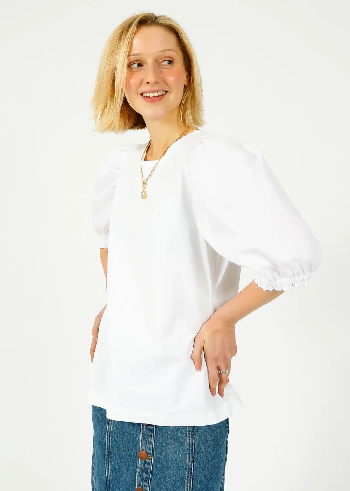 PARK Puff Sleeve Tee in White