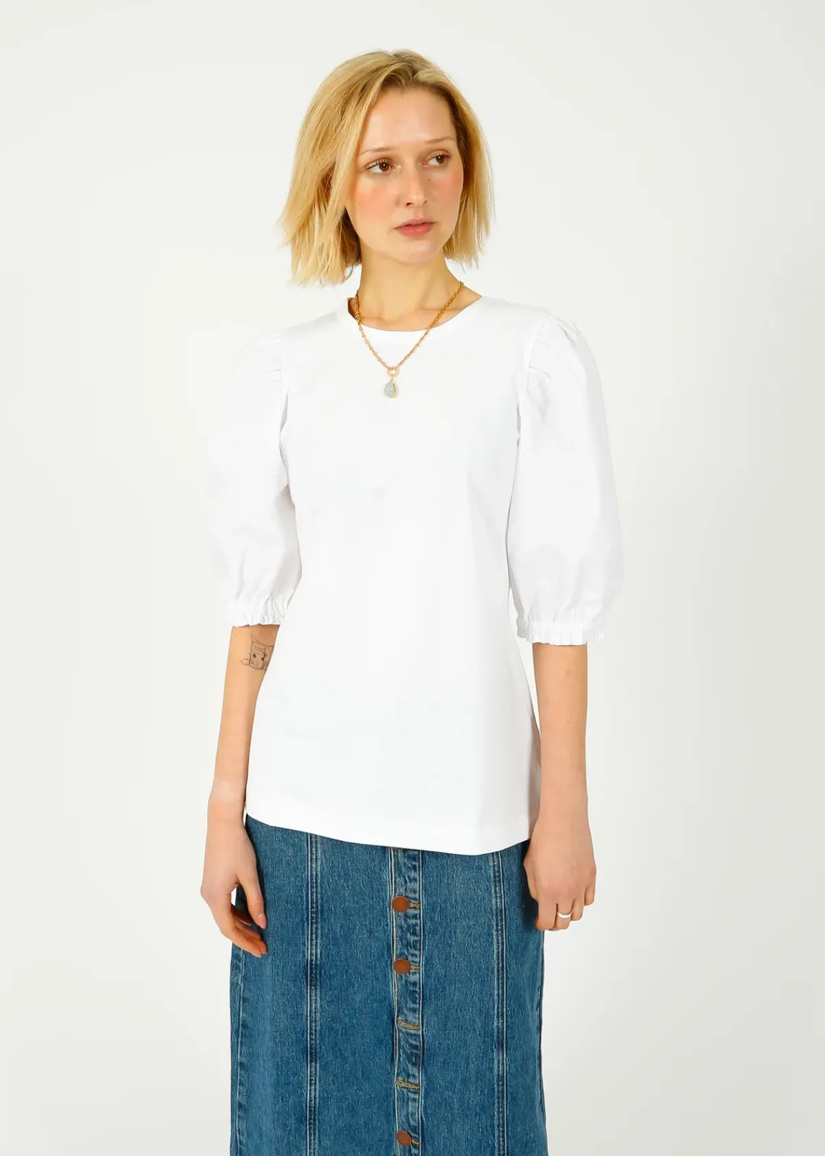 PARK Puff Sleeve Tee in White