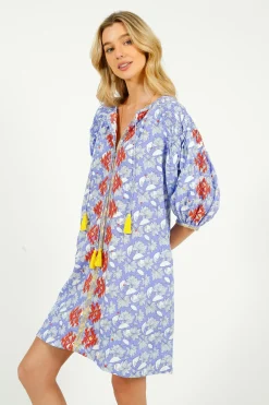 Place Du Soleil PDS 328 Lila Print Dress in Orange Emb