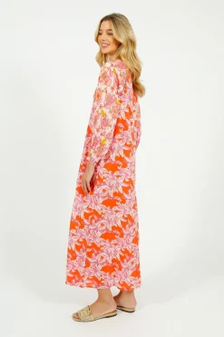 Place Du Soleil PDS 408 Rosa Flower Dress in White, Pink