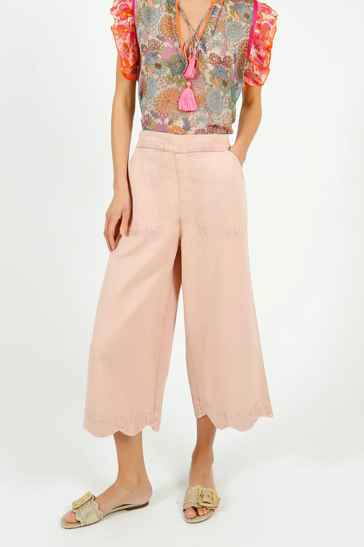 Place Du Soleil PDS 427 Rosa Frill Top in Green, Blue