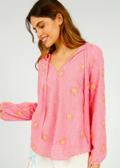 Primrose Park PP Fleur Top in Wavy Sun Emb Pink