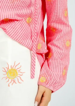 Primrose Park PP Fleur Top in Wavy Sun Emb Pink