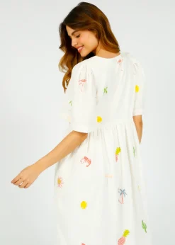 Primrose Park PP Lola Cotton Dress in Icons Emb White