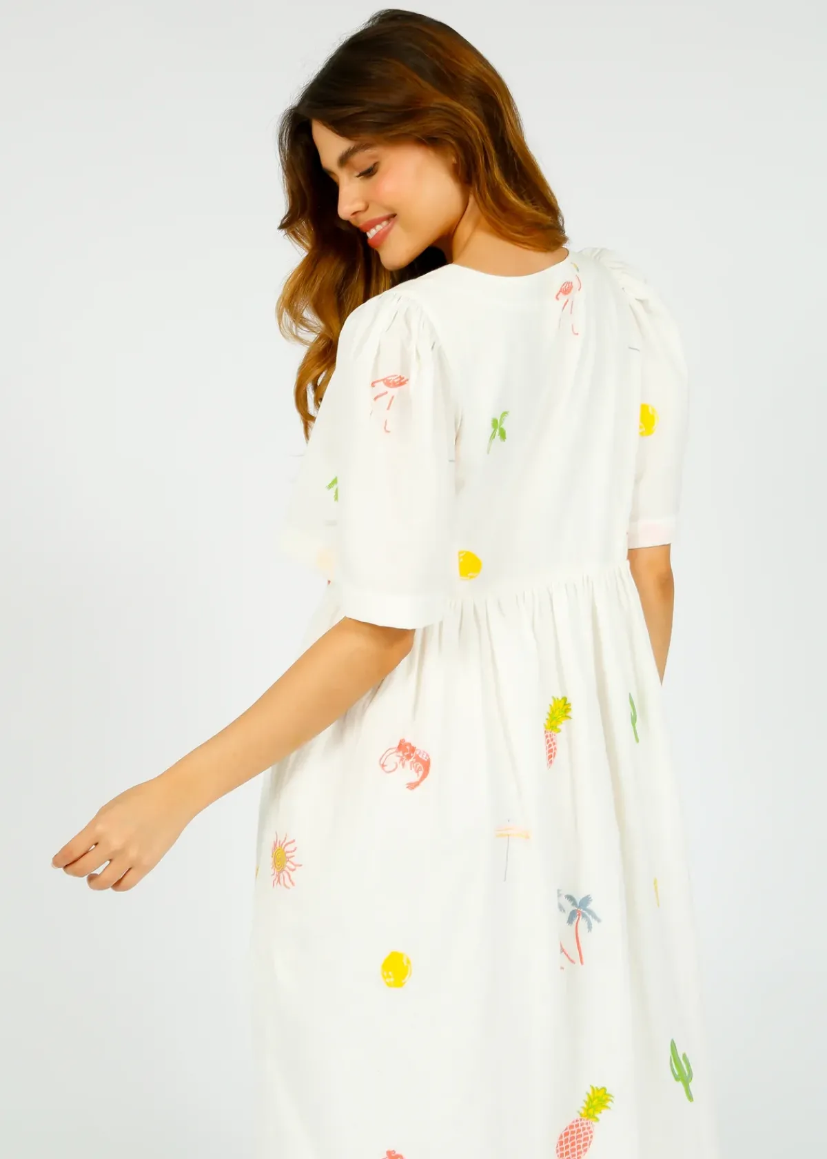 Primrose Park PP Lola Cotton Dress in Icons Emb White