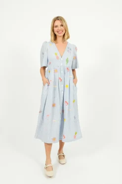 Primrose Park PP Lola Dress in Icons Emb Blue Stripe