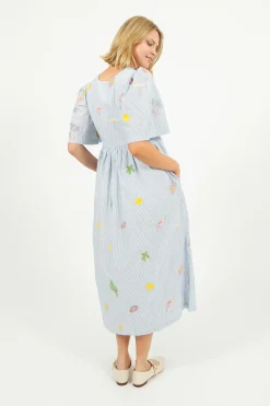 Primrose Park PP Lola Dress in Icons Emb Blue Stripe