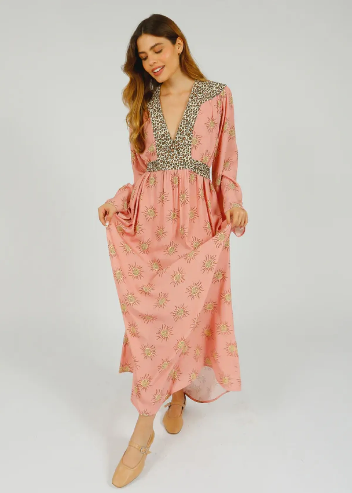 Primrose Park PP Lulu Dress in Wavy Sun Shell Pink/Leo Brown