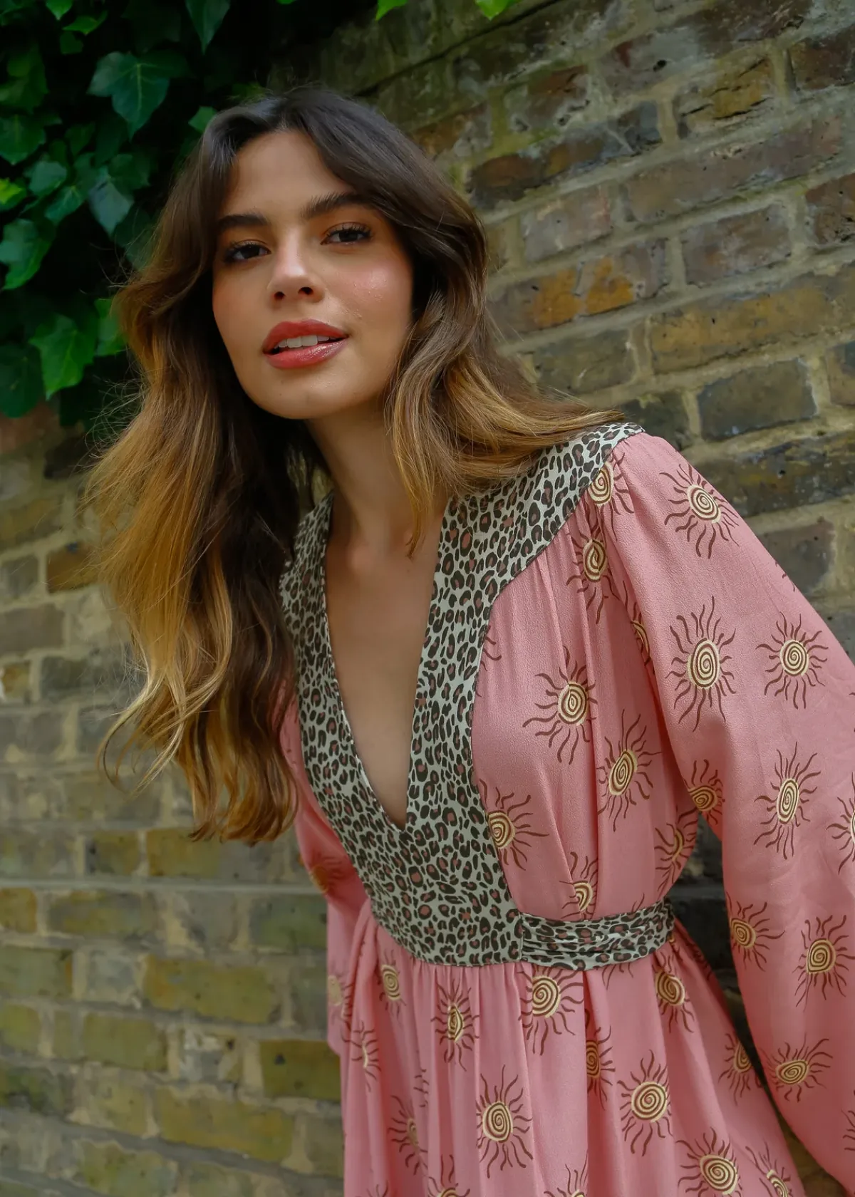 Primrose Park PP Lulu Dress in Wavy Sun Shell Pink/Leo Brown