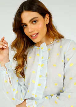 Primrose Park PP Luna Shirt in Lemon Polka Emb