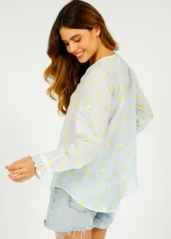 Primrose Park PP Luna Shirt in Lemon Polka Emb
