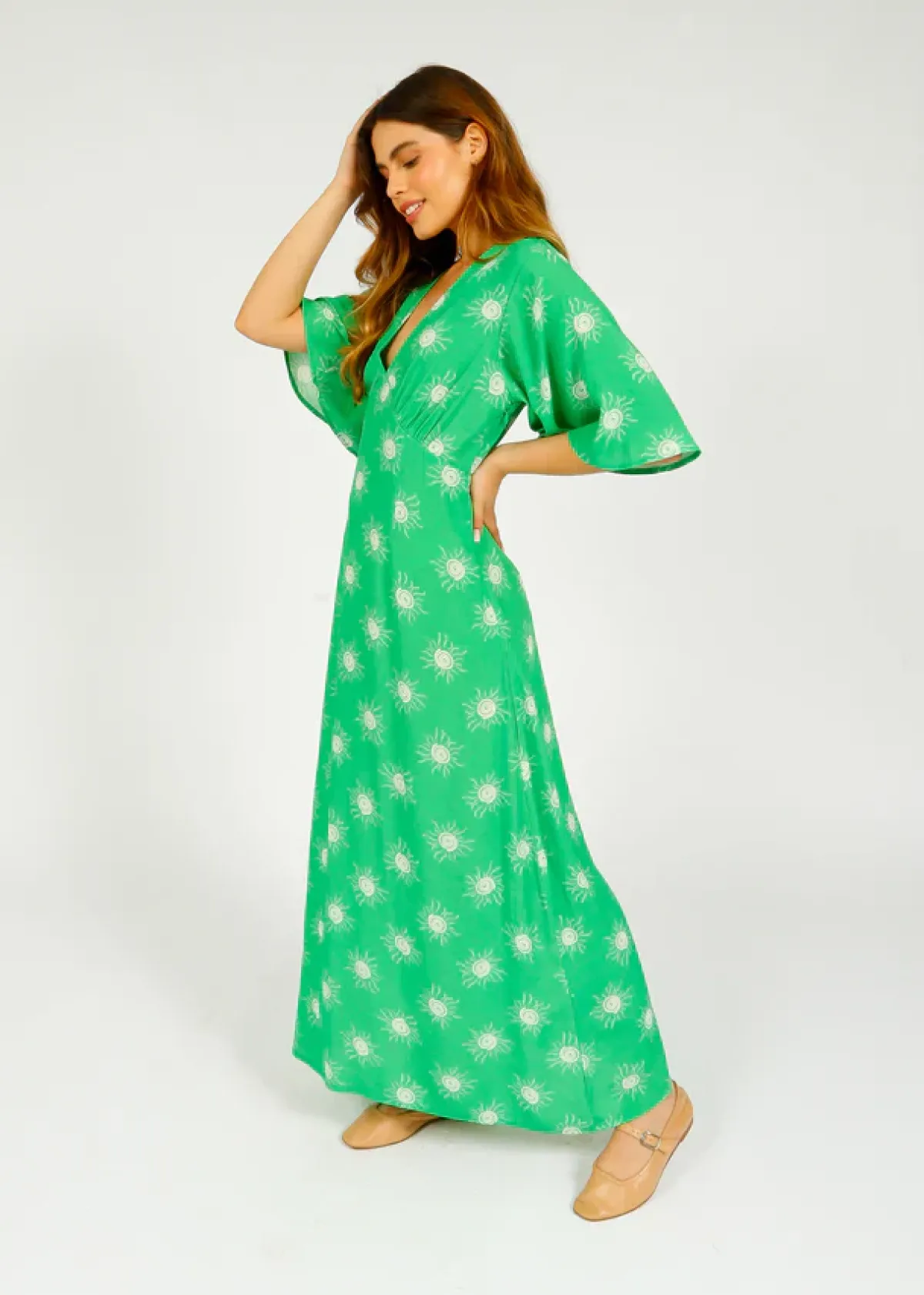 Primrose Park PP Willow Dress in Wavy Sun Green