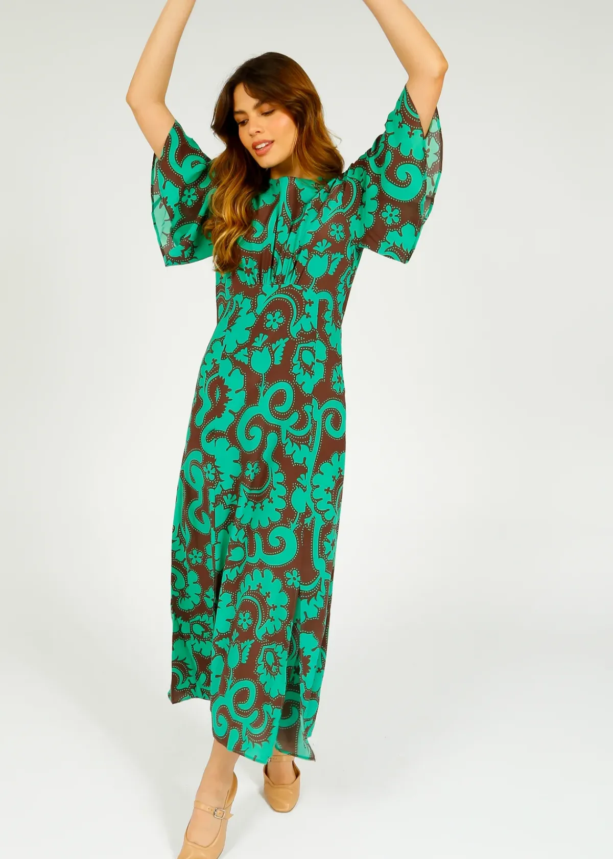 Primrose Park London PPL Gini Dress in Griccia 01 Green Floral
