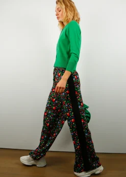 Primrose Park London PPL Kylie Trousers in Fire Flower 01 / Black Stripe Black