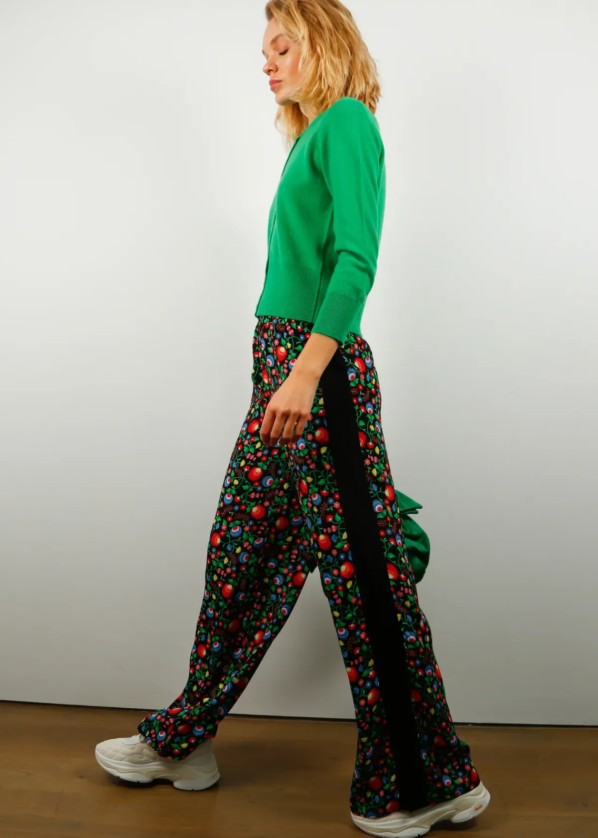 Primrose Park London PPL Kylie Trousers in Fire Flower 01 / Black Stripe Black