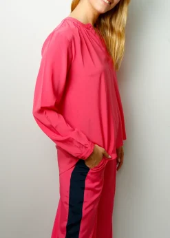 Primrose Park London PPL Sandy Silk Shirt in Hot Pink