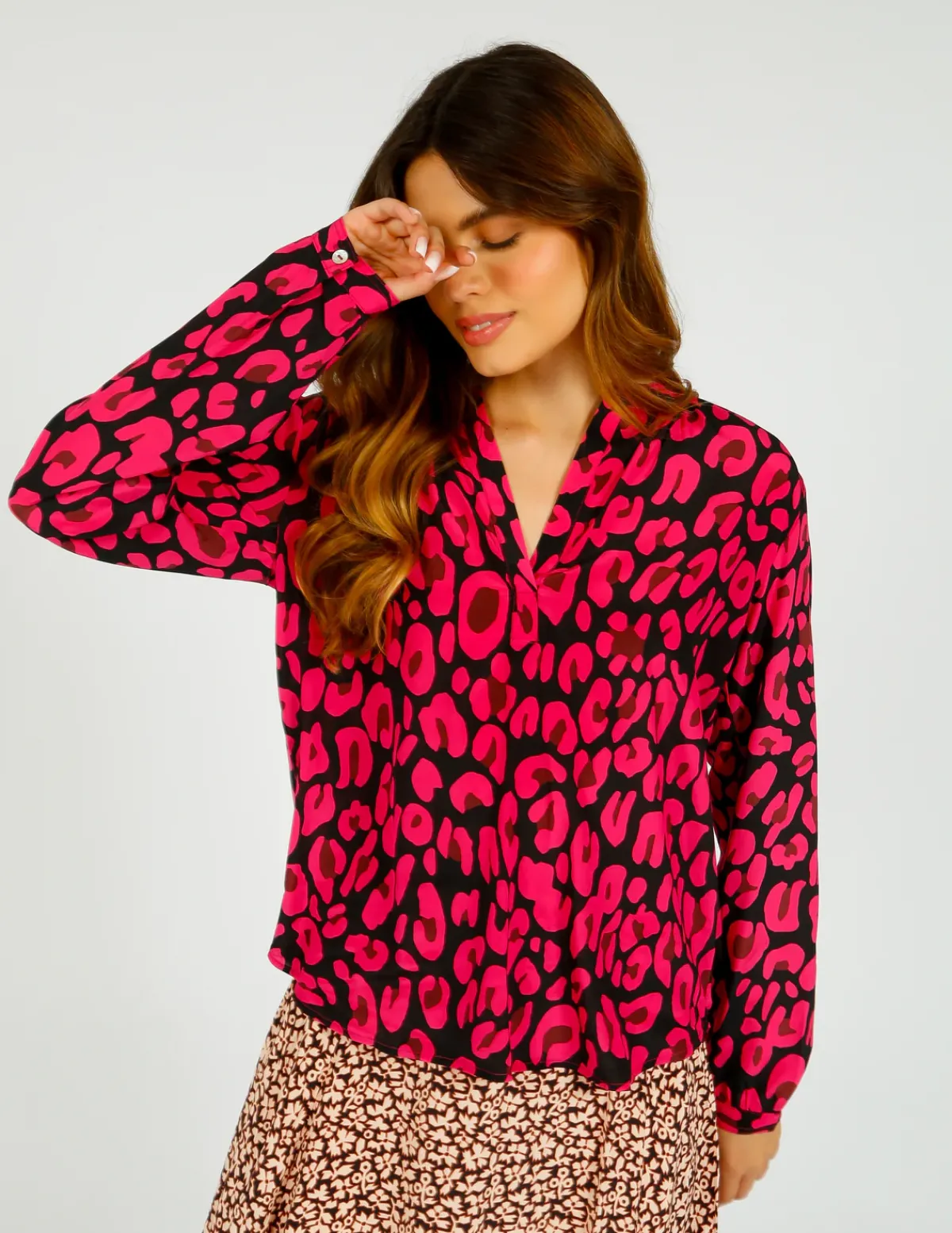 Primrose Park London PPL Sandy Silk Shirt in Leo 02 Pink