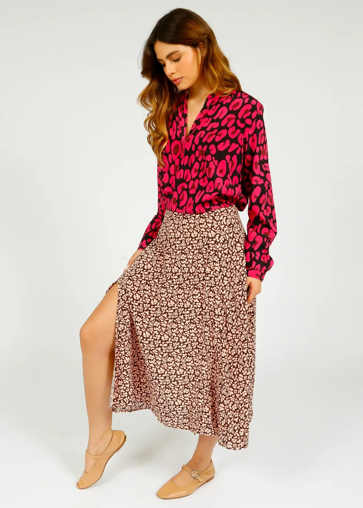 Primrose Park London PPL Sandy Silk Shirt in Leo 02 Pink