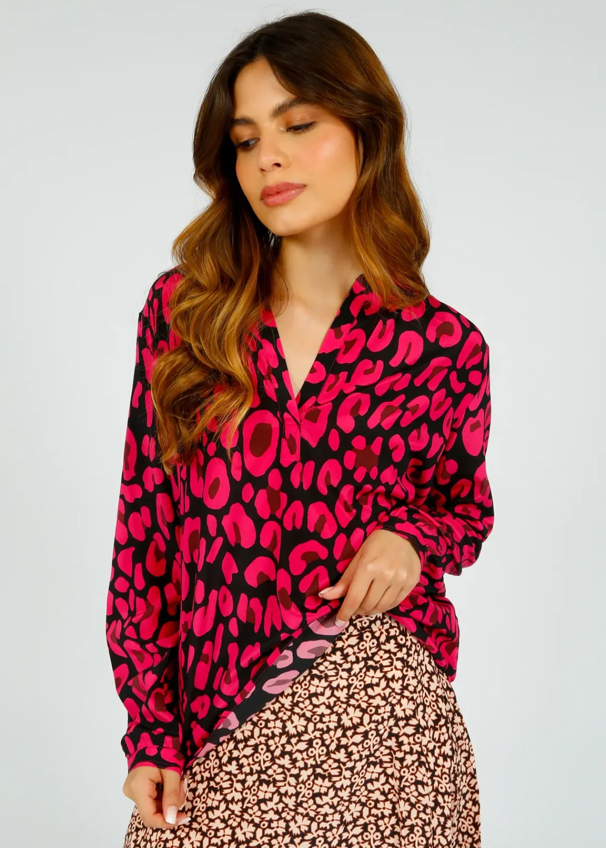 Primrose Park London PPL Sandy Silk Shirt in Leo 02 Pink